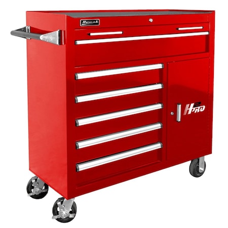 Homak 41in H2Pro 6 Drawer w/ 2 Drawer Comp Roller  - Red RD04041062